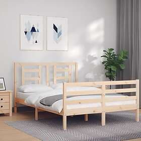 vidaXL Sängram med huvudgavel 140x190 cm massivt trä