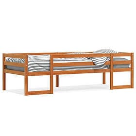 vidaXL Sängram för barnsäng vaxad brun 75x190 cm massiv furu