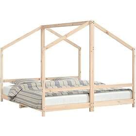 vidaXL Sängram för barnsäng 2x(90x190) cm massiv furu