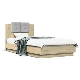 vidaXL Sängram med huvudgavel sonoma-ek 75x190 cm konstruerat trä