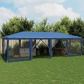 vidaXL Party Tent with 12 mesh side walls 8x4 m HDPE blue