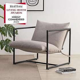 ZINUS Aidan Grande Slingstol 78 x 69 x 78 fåtölj med metallram och krossad skums
