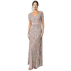 Maya Deluxe Short Sleeve Stripe Embellished Maxi Dress
