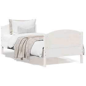 vidaXL Sängram utan madrass vit 90x200 cm massiv furu
