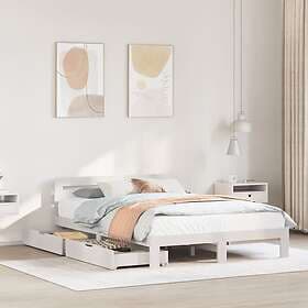 vidaXL Sängram utan madrass vit 135x190 cm massiv furu