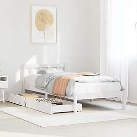 vidaXL Sängram utan madrass vit 90x190 cm massiv furu