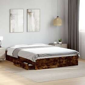 vidaXL Bed Frame with drawers smoked oak 135x190 cm engineered wood
