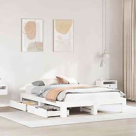 vidaXL Sängram utan madrass vit 140x190 cm massiv furu