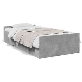vidaXL Sängram med lådor betonggrå 90x200 cm konstruerat trä