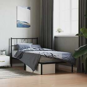 vidaXL Sängram med huvudgavel metall svart 75x190 cm