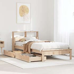 vidaXL Säng med bokhylla utan madrass 75x190cm massiv furu
