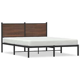 vidaXL Sängram utan madrass metall brun ek 150x200 cm