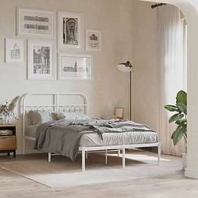 vidaXL Sängram med huvudgavel metall vit 120x200 cm