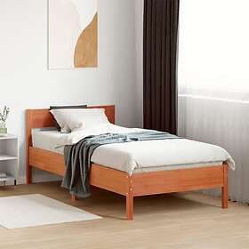 vidaXL Sängram utan madrass vaxad brun 90x190 cm massiv furu
