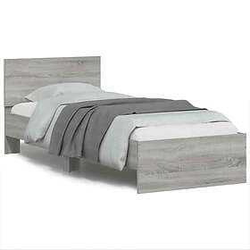vidaXL Bed Frame with headboard and LEDs grey sonoma 90x200 cm