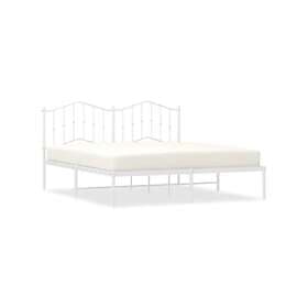 vidaXL Sängram med huvudgavel metall vit 160x200 cm