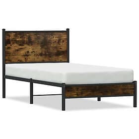 vidaXL Sängram utan madrass metall rökfärgad ek 90x200 cm