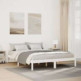 vidaXL Sängram utan madrass extra lång vit 140x210 cm massiv furu