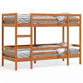 vidaXL Våningssäng vaxad brun 75x190 cm massiv furu