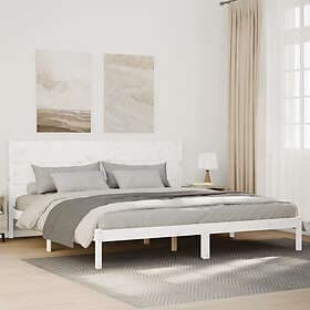 vidaXL Sängram utan madrass extra lång vit 140x210 cm massivt trä