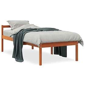 vidaXL Sängram vaxad brun 75x190 cm massiv furu
