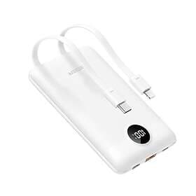 Veger Powerbank 10000 mAh 22,5W med Lightning/Typ-C Kablar