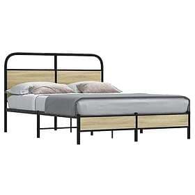 vidaXL Sängram utan madrass sonoma-ek 135x190 cm konstruerad trä