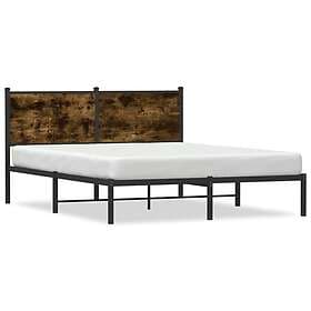 vidaXL Sängram utan madrass metall rökfärgad ek 137x190 cm