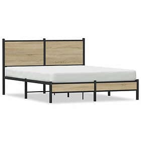 vidaXL Sängram utan madrass metall sonoma-ek 137x190 cm
