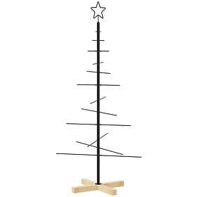 vidaXL Julgran i metall med träbas Svart 120cm