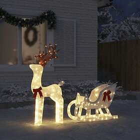 vidaXL Reindeer & Sleigh Christmas Decoration 100 LEDs
