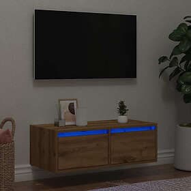 vidaXL TV Stand with LED lighting artisan oak 75x35.5x25 cm