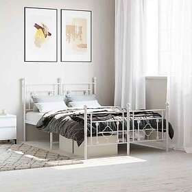 vidaXL Sängram med huvudgavel och fotgavel vit metall 120x190 cm