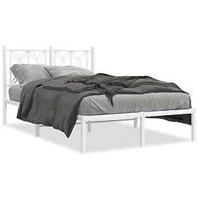 vidaXL Sängram med huvudgavel metall vit 120x190 cm