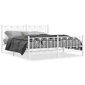 vidaXL Sängram med huvudgavel och fotgavel vit metall 183x213 cm