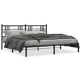 vidaXL Sängram med huvudgavel metall svart 193x203 cm