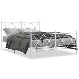 vidaXL Sängram med huvudgavel och fotgavel vit metall 137x190 cm