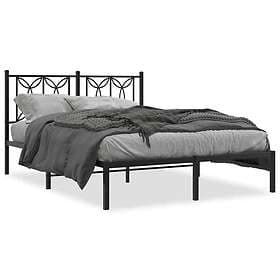vidaXL Bed Frame with headboard metal black 135x190 cm