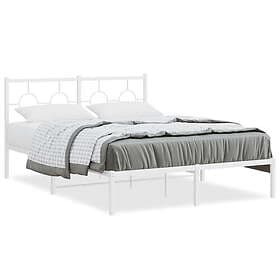 vidaXL Sängram med huvudgavel metall vit 140x200 cm