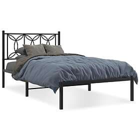 vidaXL Sängram med huvudgavel metall svart 107x203 cm