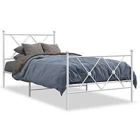 vidaXL Sängram med huvudgavel och fotgavel vit metall 90x190 cm