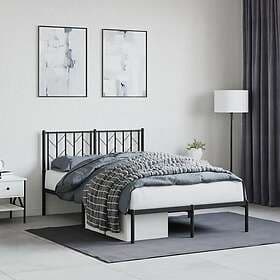 vidaXL Sängram med huvudgavel metall svart 120x190 cm