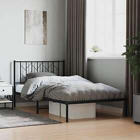 vidaXL Sängram med huvudgavel metall svart 107x203 cm