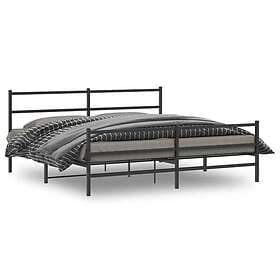 vidaXL Sängram med huvudgavel och fotgavel svart metall 193x203 cm