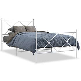 vidaXL Sängram med huvudgavel och fotgavel vit metall 107x203 cm