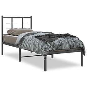 vidaXL Bed Frame with headboard metal black 75x190 cm