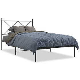 vidaXL Sängram med huvudgavel metall svart 100x200 cm
