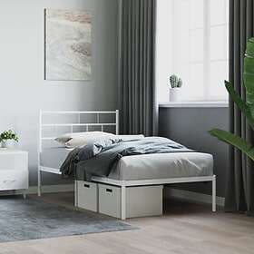 vidaXL Sängram med huvudgavel metall vit 107x203 cm