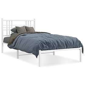 vidaXL Sängram med huvudgavel metall vit 100x200 cm