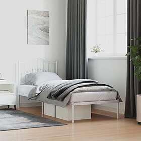 vidaXL Sängram med huvudgavel metall vit 80x200 cm
